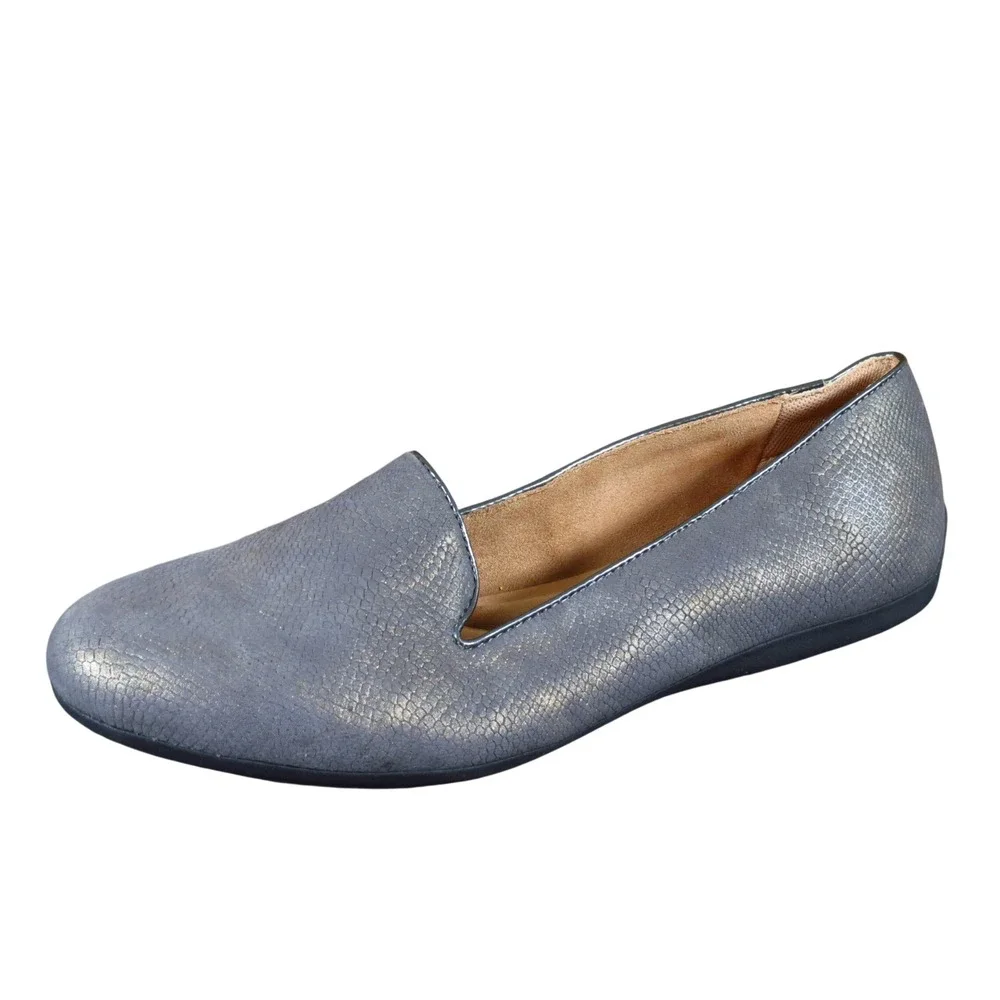 Comfortiva Corwin Womens Loafer Flat Sz 10M Casual Walking Gray Metallic Leather
